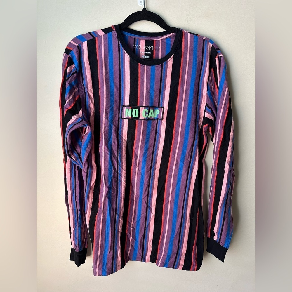 Vox Populi For The People Long Sleeve Shirt No Cap Size Medium Vertical Stripe